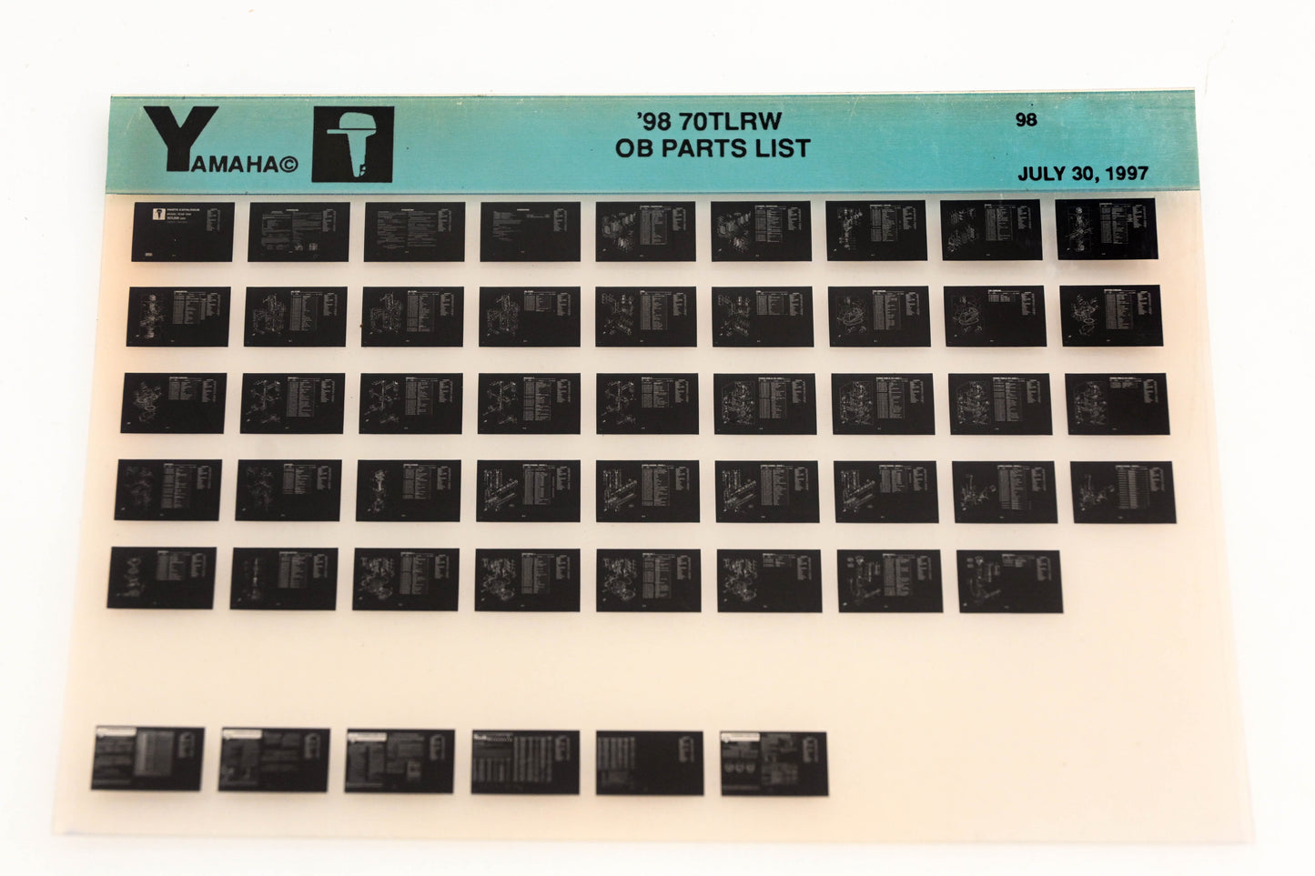 OEM Yamaha YN020-40 1998 70TLRW Outboard Parts List Microfiche
