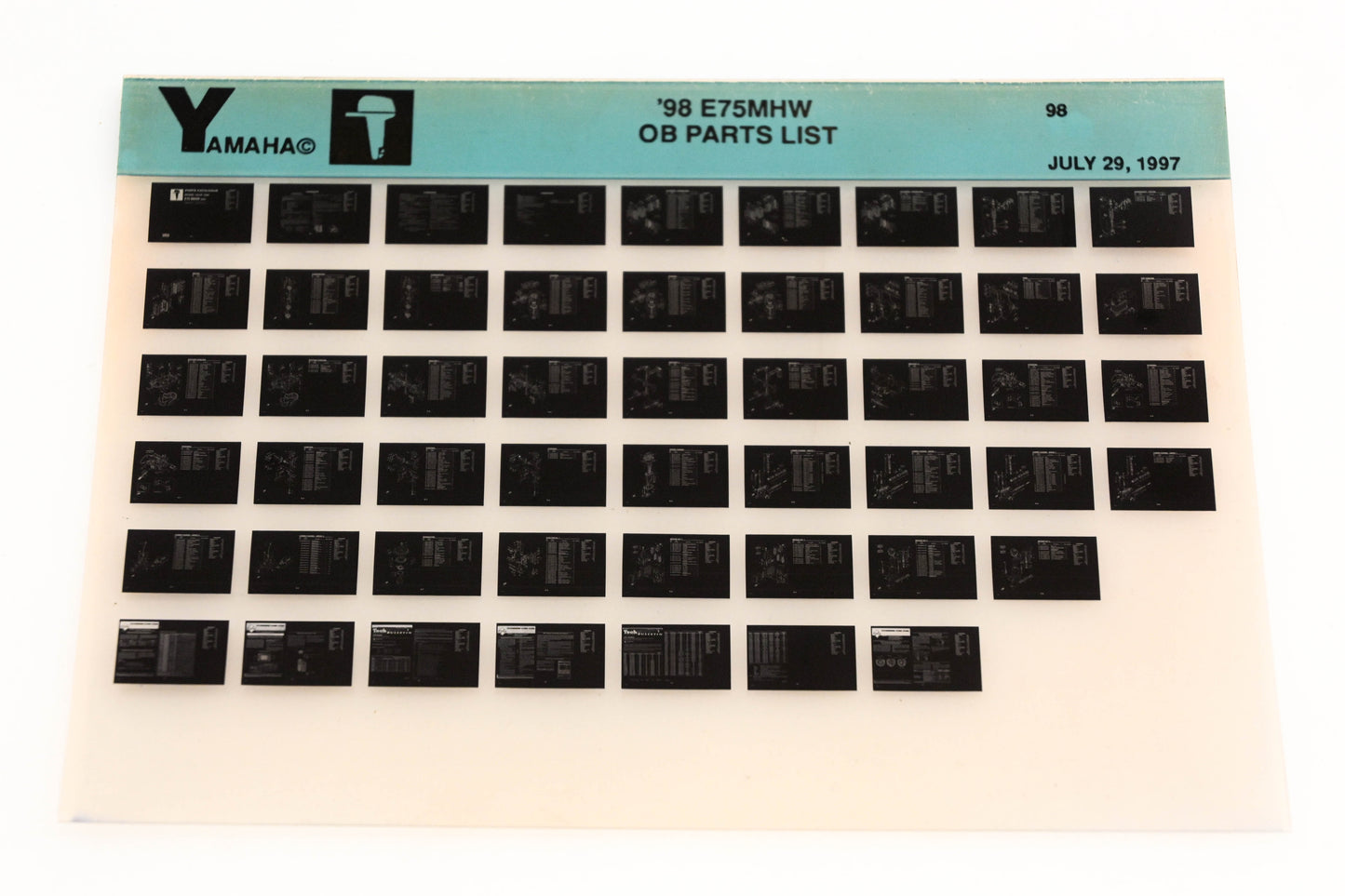 OEM Yamaha YN020-41 1998 E75MHW Outboard Parts List Microfiche