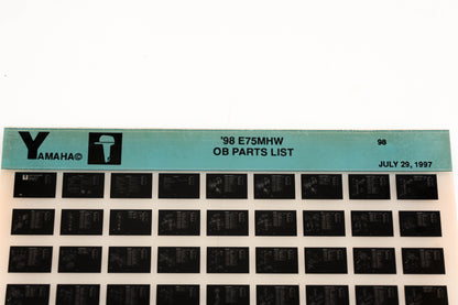 OEM Yamaha YN020-41 1998 E75MHW Outboard Parts List Microfiche