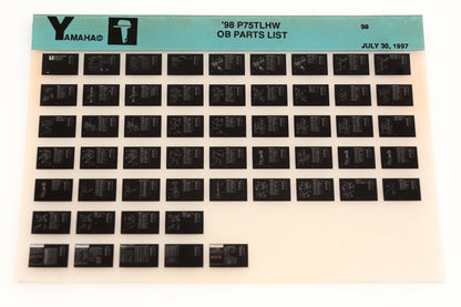 OEM Yamaha YN020-43 1998 P75TLHW Outboard Parts List Microfiche