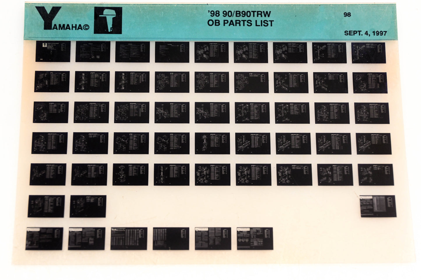 OEM Yamaha YN020-45 1998 90/B90TRW Outboard Parts List Microfiche