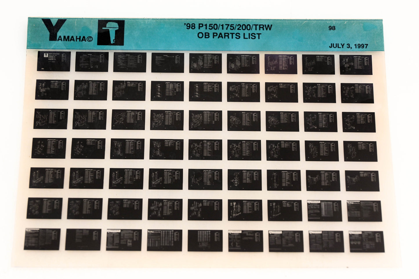 OEM Yamaha YN020-50 1998 P150/175/200TRW Outboard Parts List Microfiche