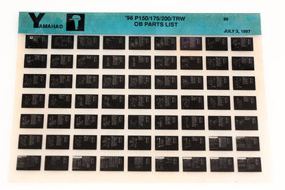 OEM Yamaha YN020-50 1998 P150/175/200TRW Outboard Parts List Microfiche