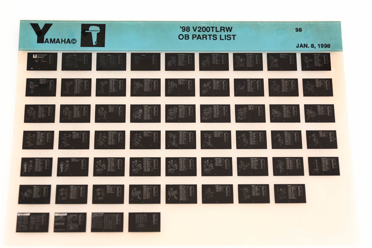 OEM Yamaha YN020-51 1998 V200TLRW Outboard Parts List Microfiche
