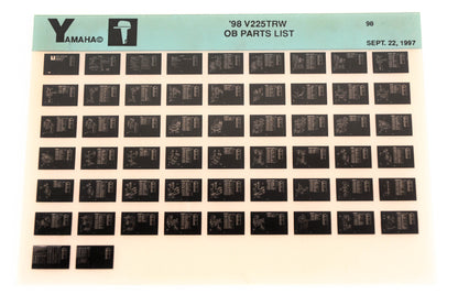 OEM Yamaha YN020-52 1998 V225TRW Outboard Parts List Microfiche