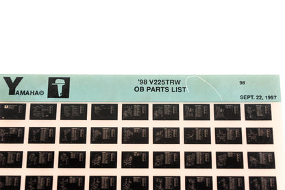 OEM Yamaha YN020-52 1998 V225TRW Outboard Parts List Microfiche
