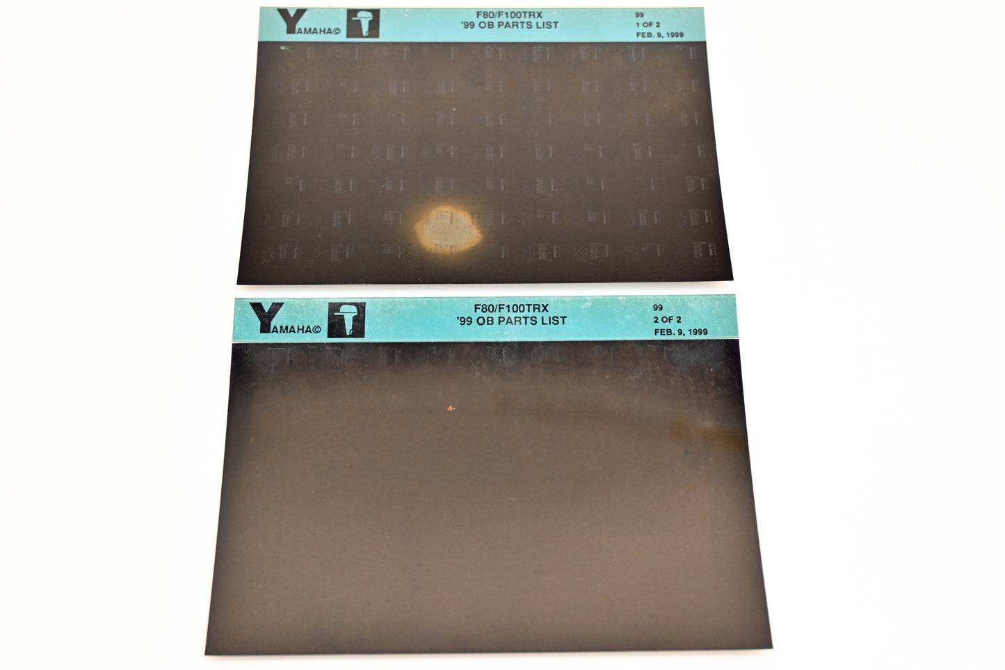 OEM Yamaha YN020-53 1999 F80/F100TRX Outboard Parts List Microfiche Lot