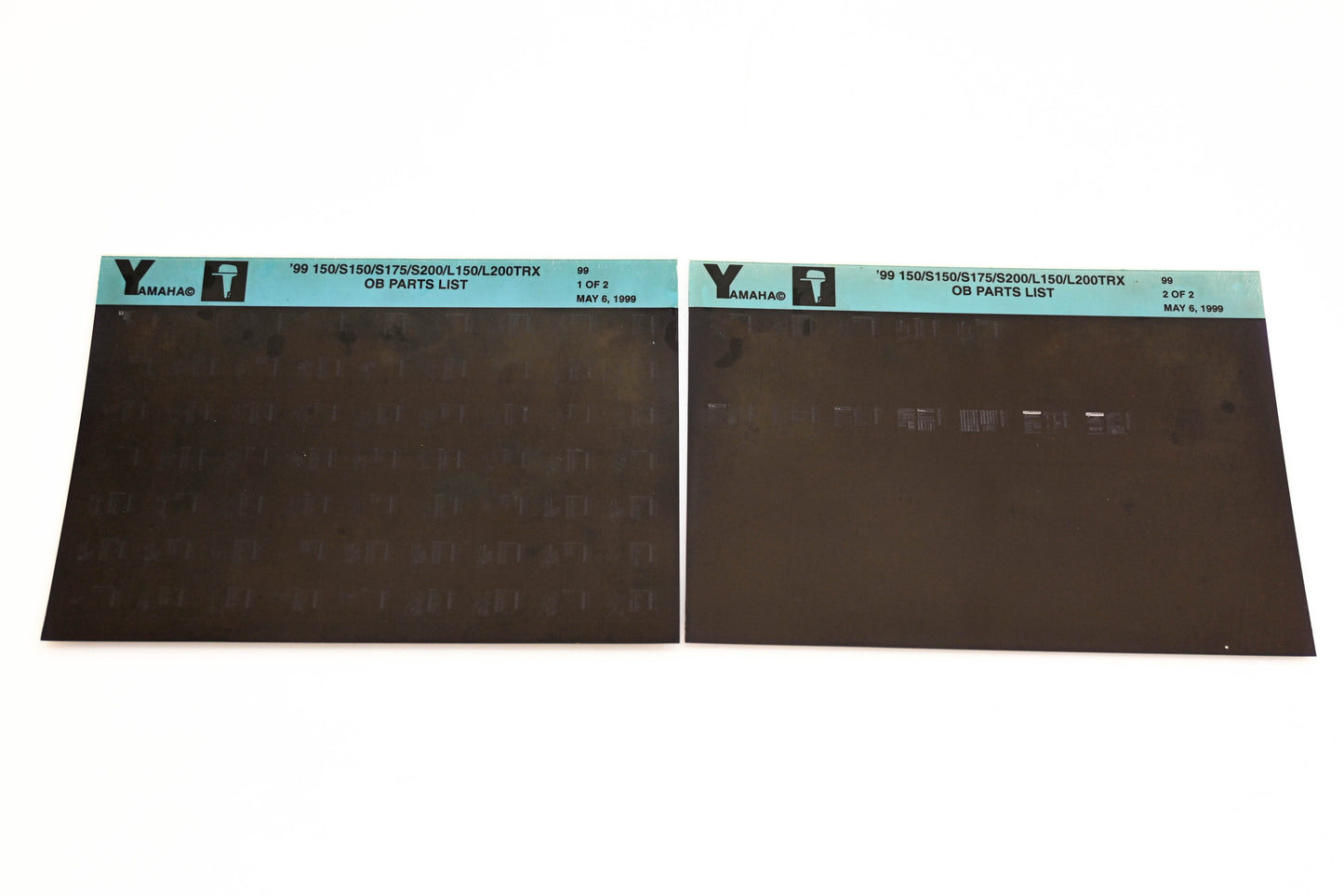 OEM Yamaha YN020-57 1999 150/S150/S175/S200/L150/L200TRX Parts List Microfiche Lot