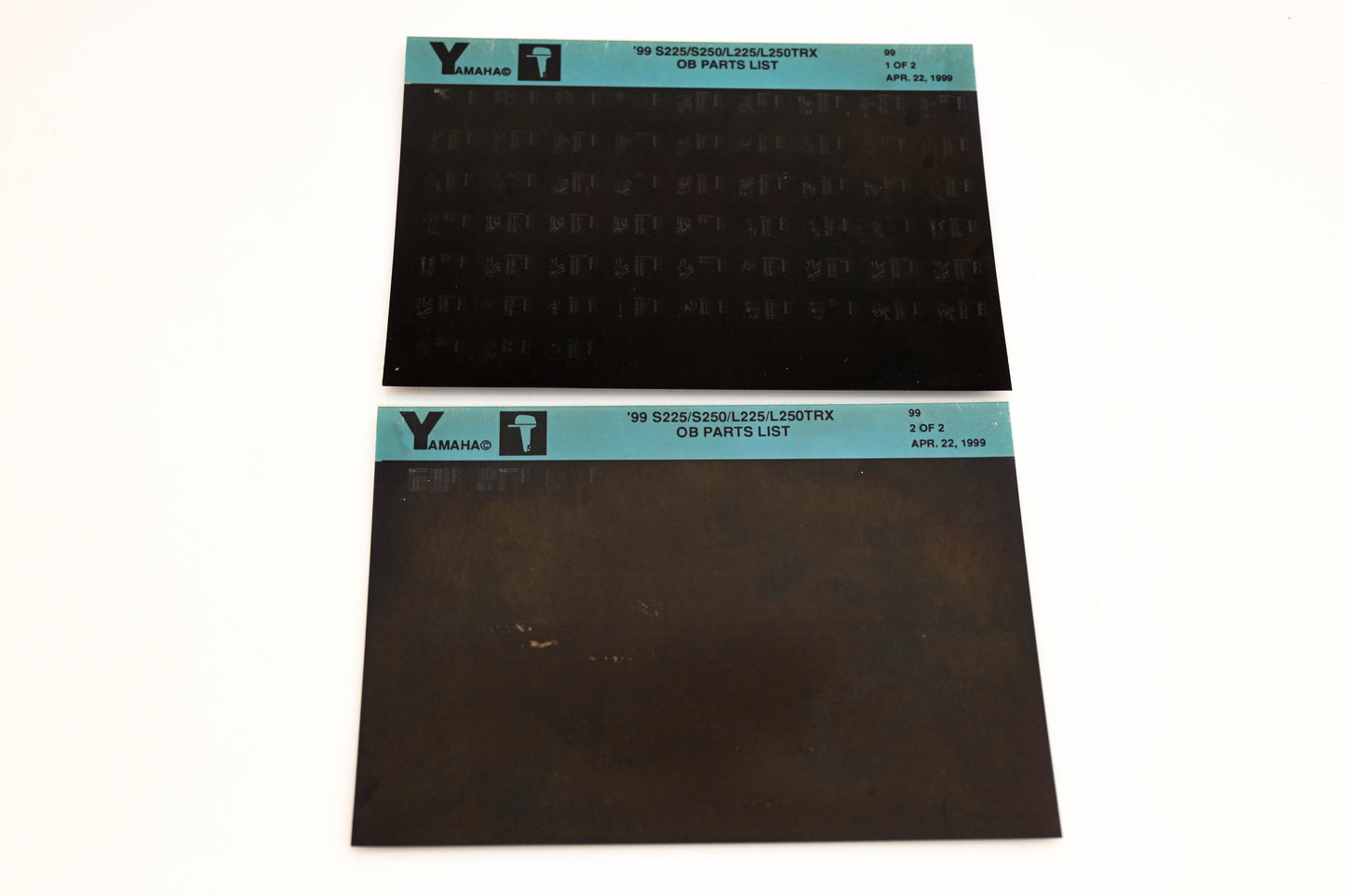 OEM Yamaha YN020-59 1999 S225/S250/L225/L250TRX Outboard Parts List Microfiche Lot