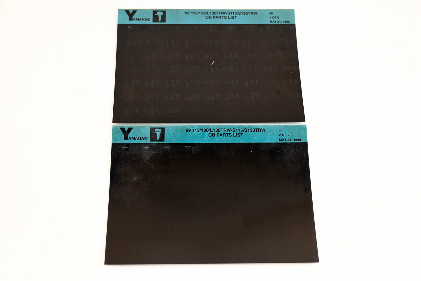 OEM Yamaha YN020-60 1999 115/130/L130TRW-S115/S130TRW Parts List Microfiche Lot