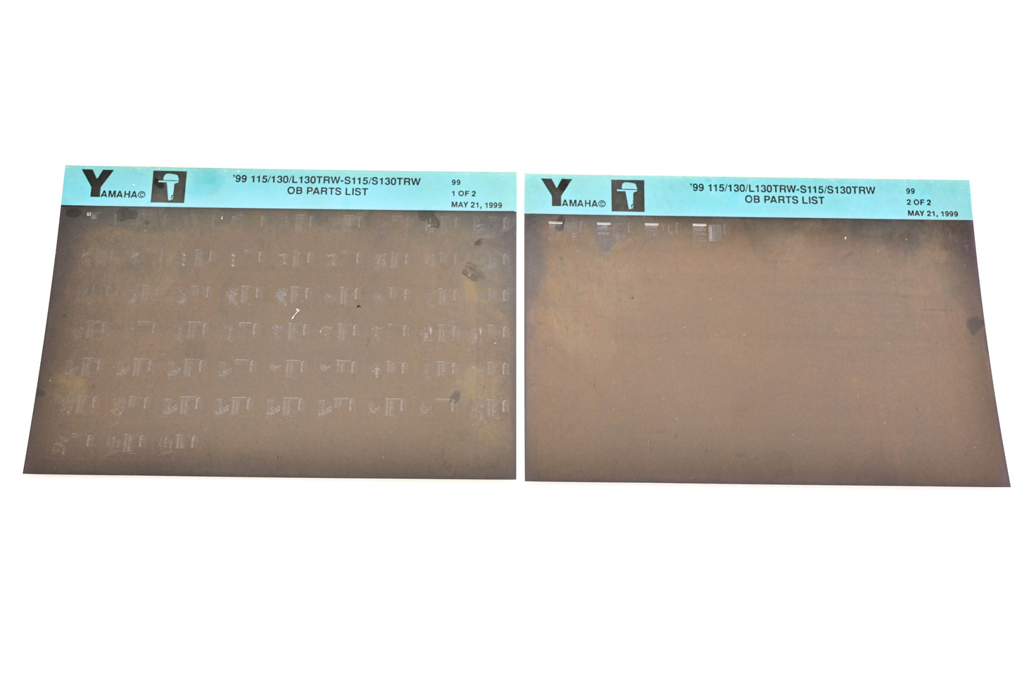 OEM Yamaha YN020-60 1999 115/130/L130TRW-S115/S130TRW Parts List Microfiche Lot