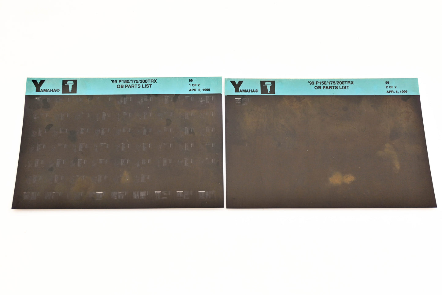 OEM Yamaha YN020-62 1999 P150/175/200TRX Outboard Parts List Microfiche Lot