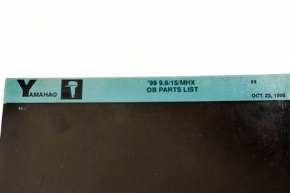 OEM Yamaha YN020-66 1999 9.9/15/MHX Outboard Parts List Microfiche