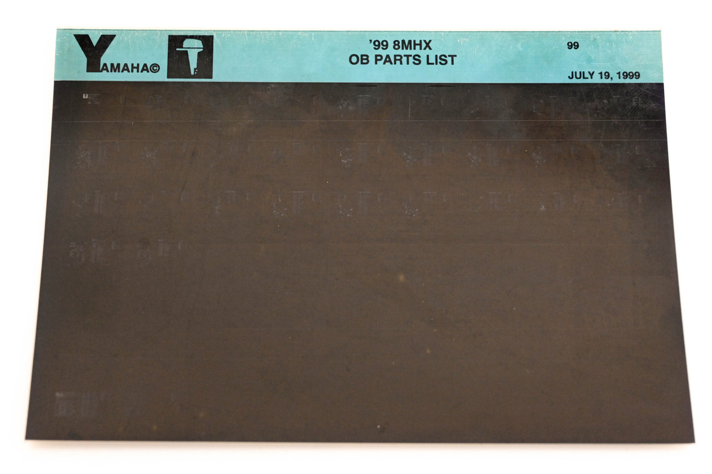 OEM Yamaha YN020-67 19998MHX Outboard Parts List Microfiche