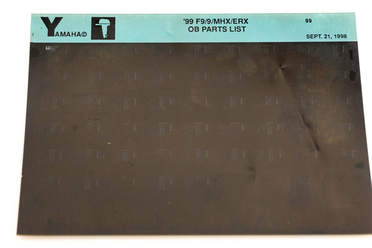 OEM Yamaha YN020-69 1999 F9/9/MHX/ERX Outboard Parts List Microfiche
