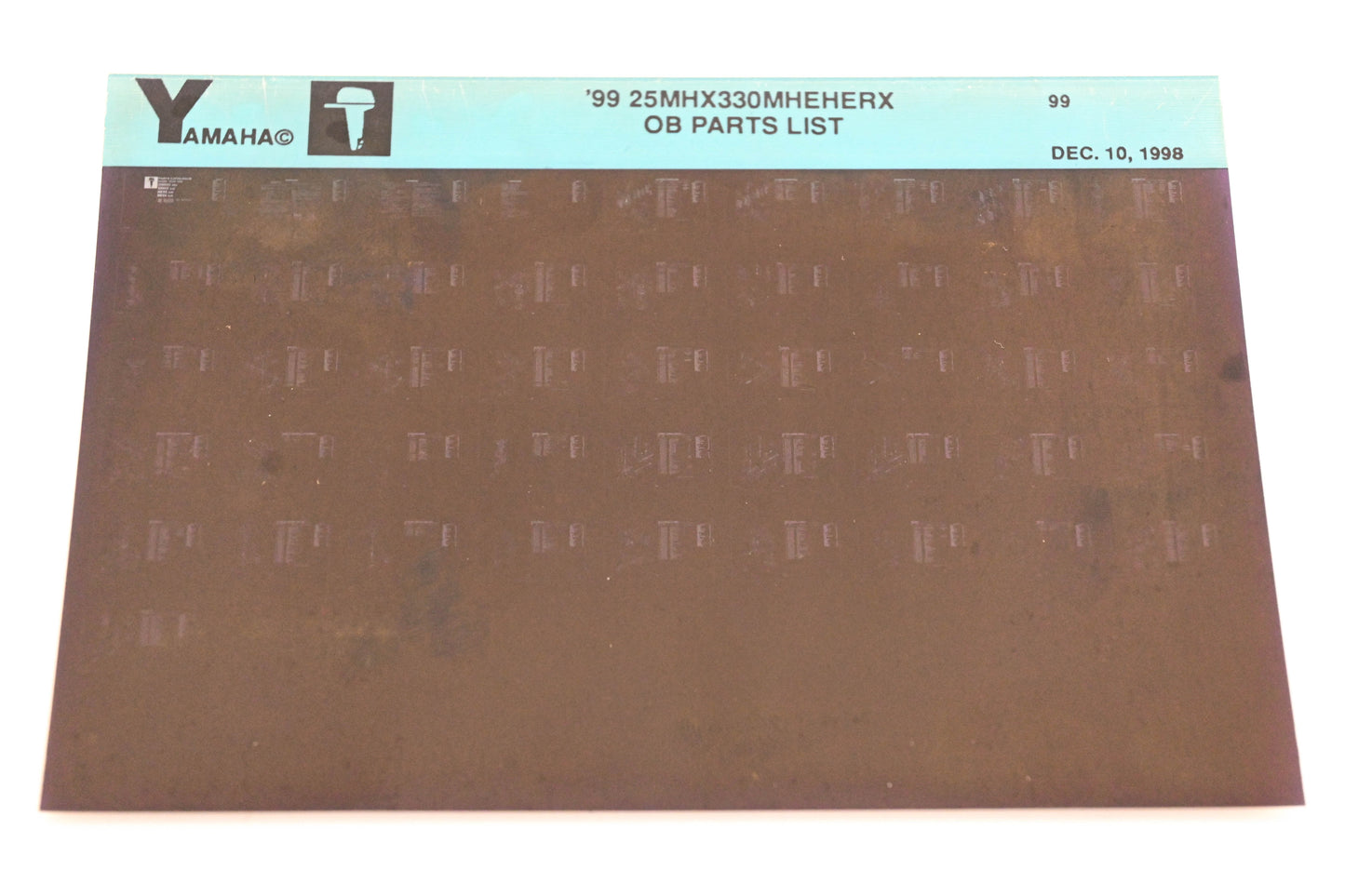 OEM Yamaha YN020-71 1999 25MHX330MHEHERX Outboard Parts List Microfiche