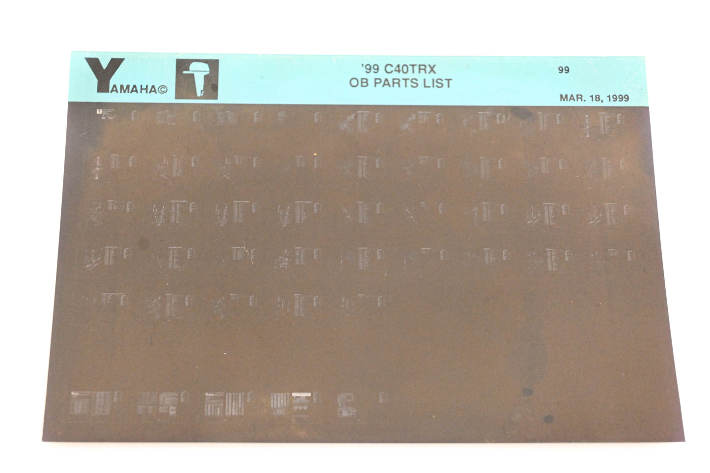 OEM Yamaha YN020-73 1999 C40TRX Outboard Parts List Microfiche
