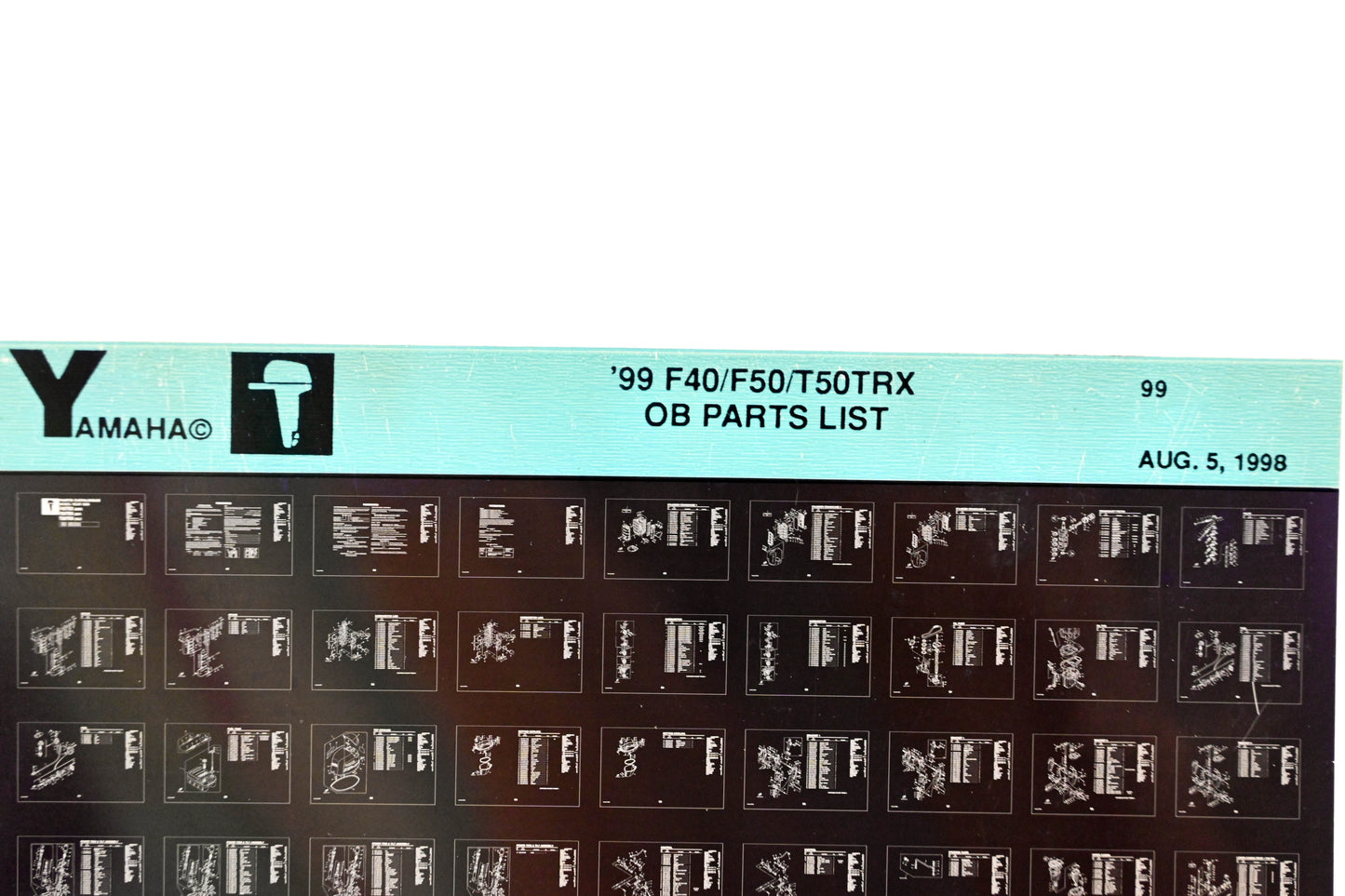 OEM Yamaha YR009-8 1999 F40/F50/T50TRX Outboard Parts List Microfiche