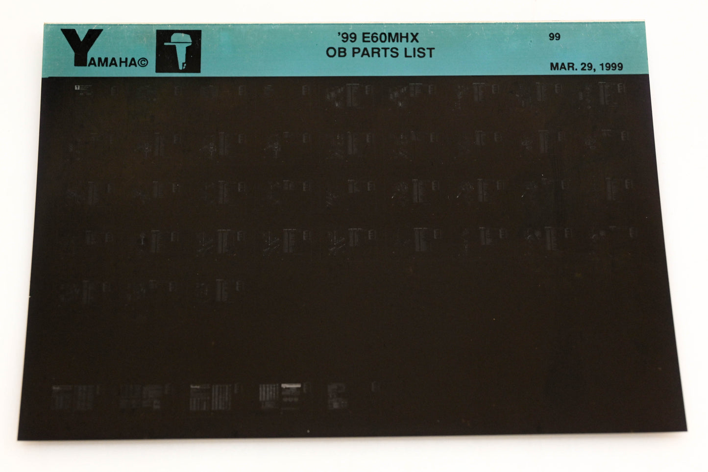 OEM Yamaha YR009-9 1999 E60MHX Outboard Parts List Microfiche