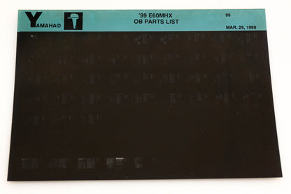 OEM Yamaha YR009-9 1999 E60MHX Outboard Parts List Microfiche