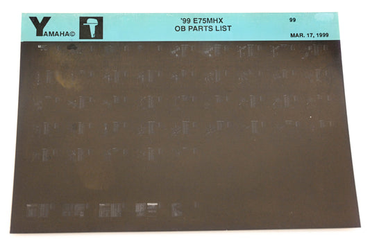 OEM Yamaha YR009-16 1999 E75MHX Outboard Parts List Microfiche