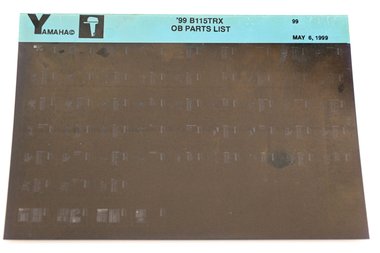OEM Yamaha YR009-18 1999 B115TRX Outboard Parts List Microfiche