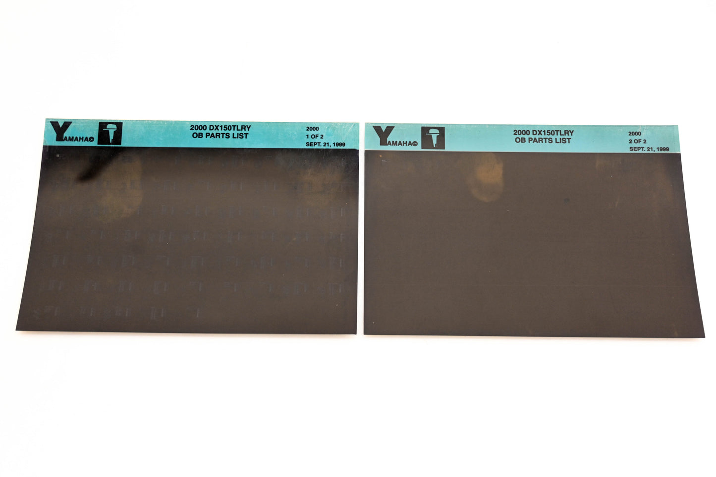 OEM Yamaha YR009-25 2000 DX150TLRY Outboard Parts List Microfiche Lot
