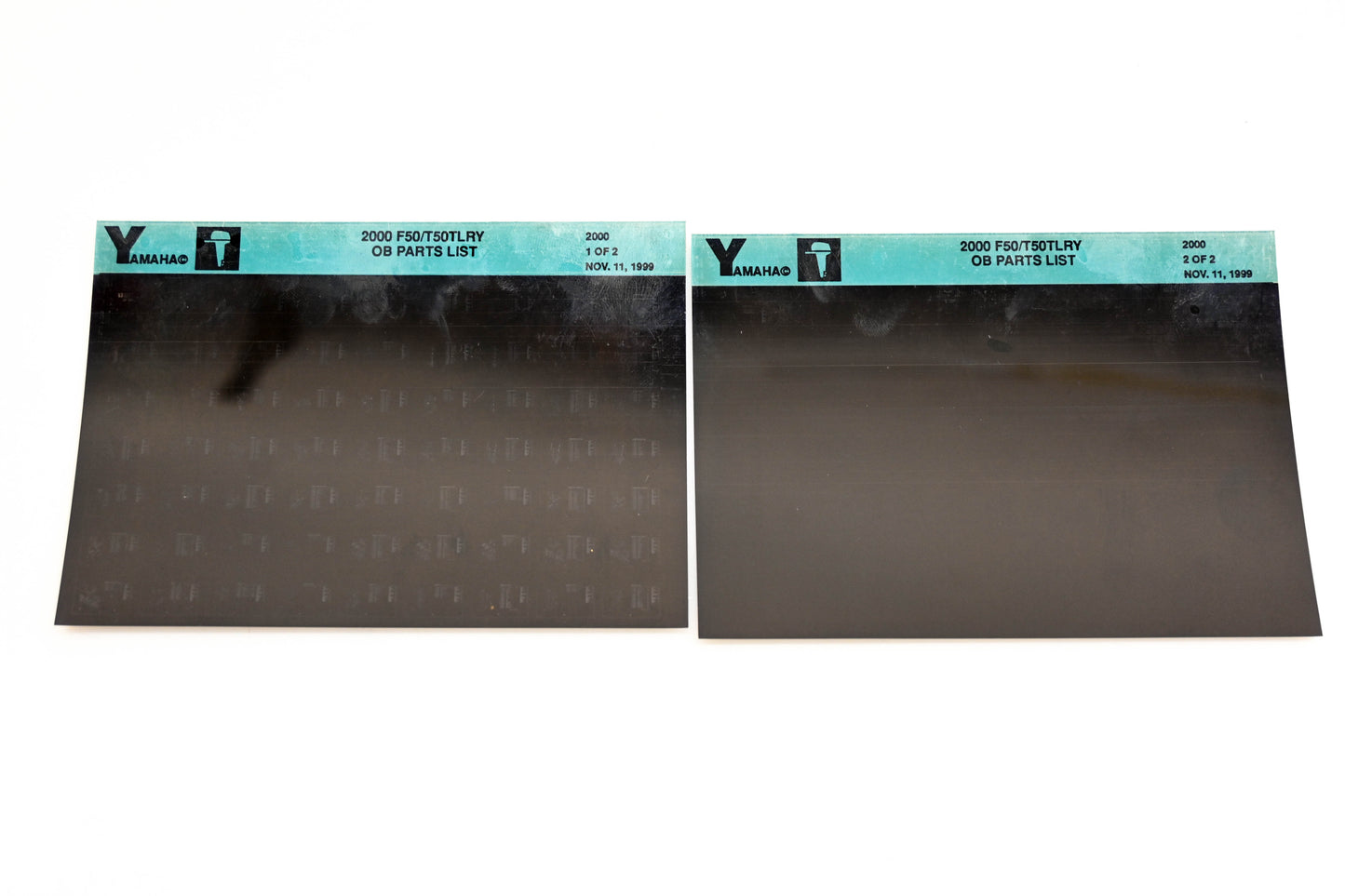 OEM Yamaha YR009-28 2000 F50/T50TLRY Outboard Parts List Microfiche Lot