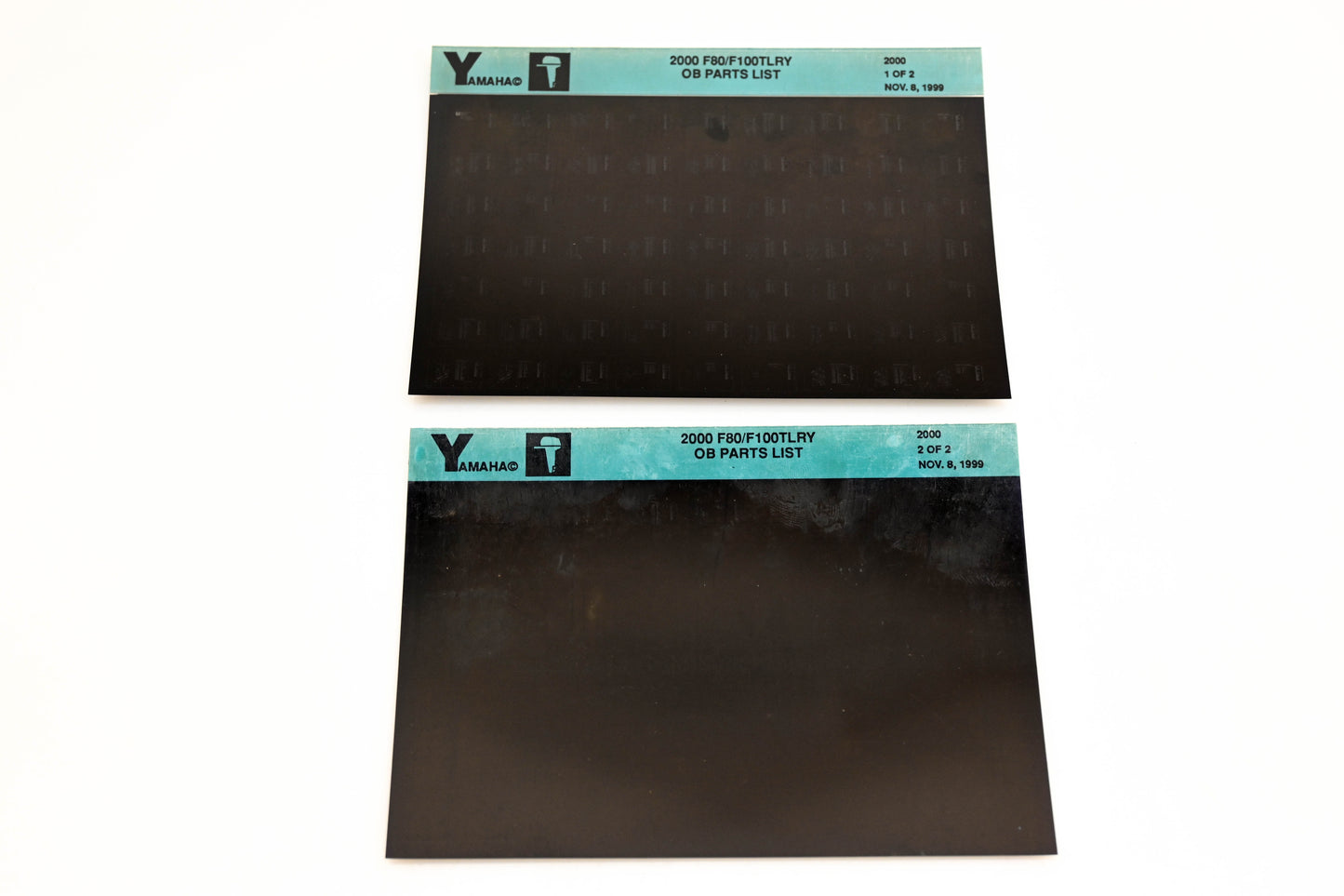OEM Yamaha YR009-29 2000 F80/F100TLRY Outboard Parts List Microfiche Lot