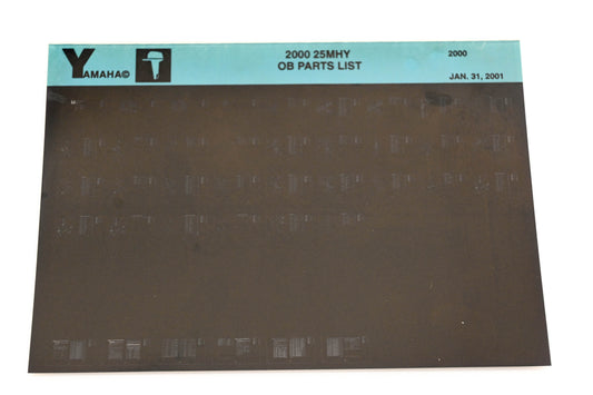 OEM Yamaha YR009-41 2000 25MHY Outboard Parts List Microfiche