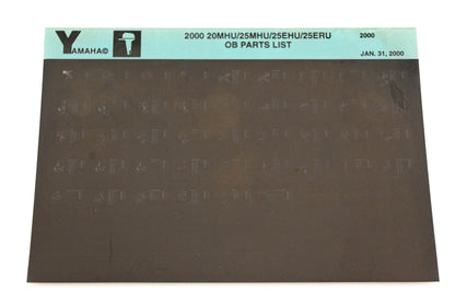 OEM Yamaha YR009-42 2000 20MHU/25MHU/25EHU/25ERU Outboard Parts List Microfiche