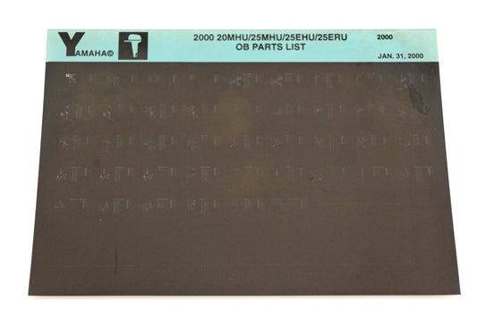 OEM Yamaha YR009-42 2000 20MHU/25MHU/25EHU/25ERU Outboard Parts List Microfiche