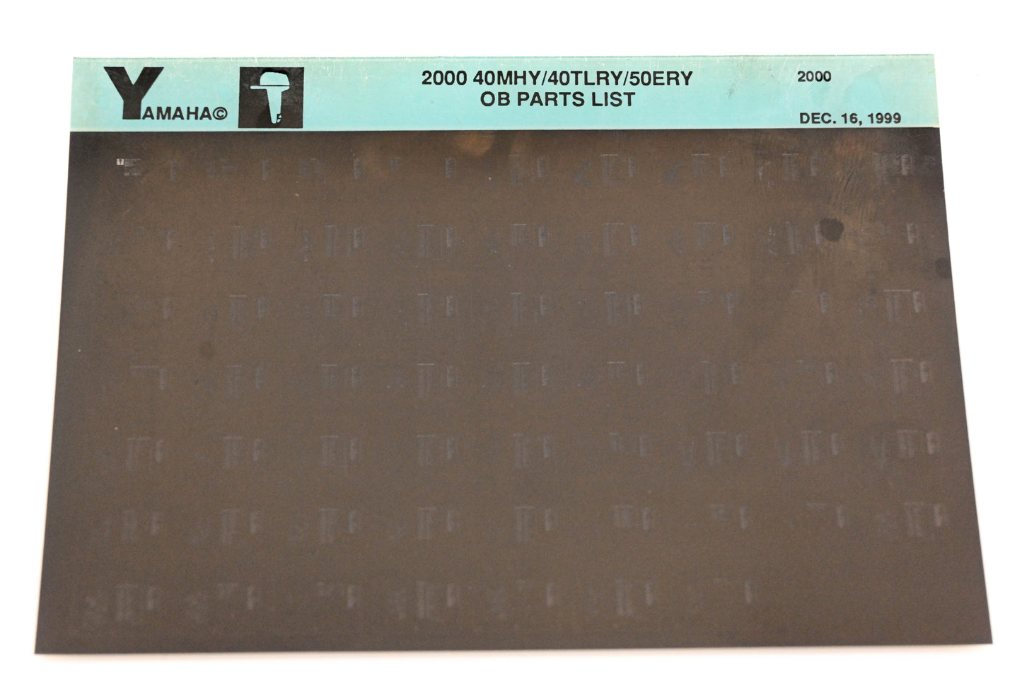 OEM Yamaha YR009-44 2000 40MHY/40TLRY/50ERY Outboard Parts List Microfiche
