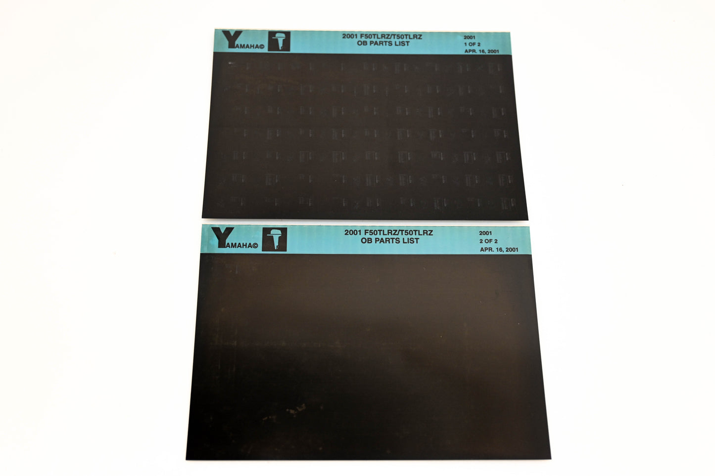 OEM Yamaha YR009-56 2001 F50TLRZ/T50TLRZ Outboard Parts List Microfiche Lot