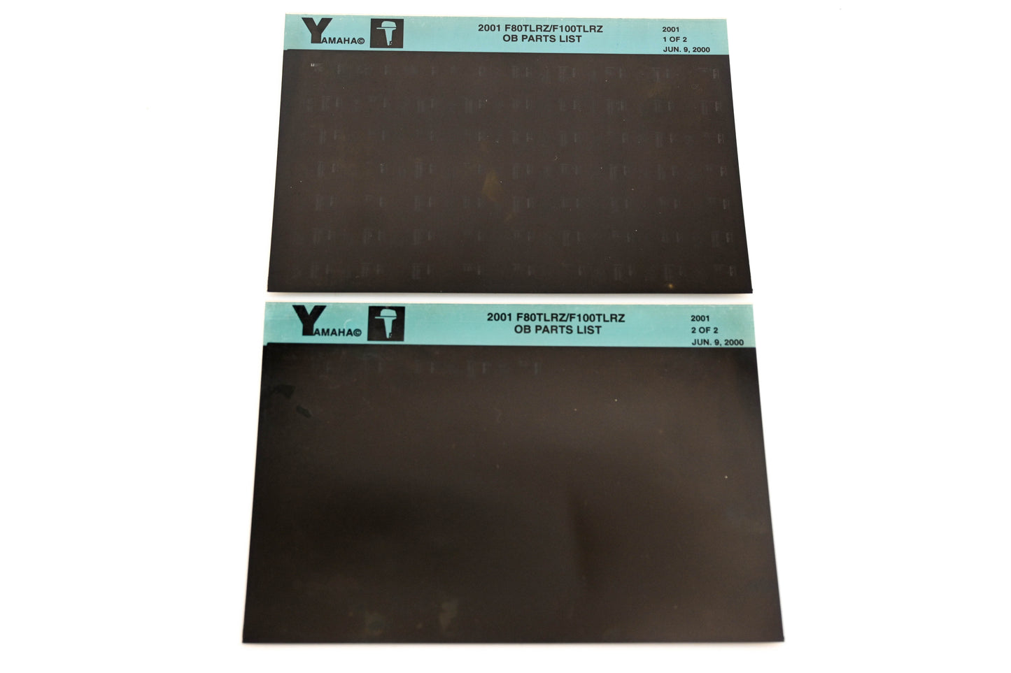 OEM Yamaha YR009-59 2001 F80TLRZ/F100TLRZ Outboard Parts List Microfiche Lot