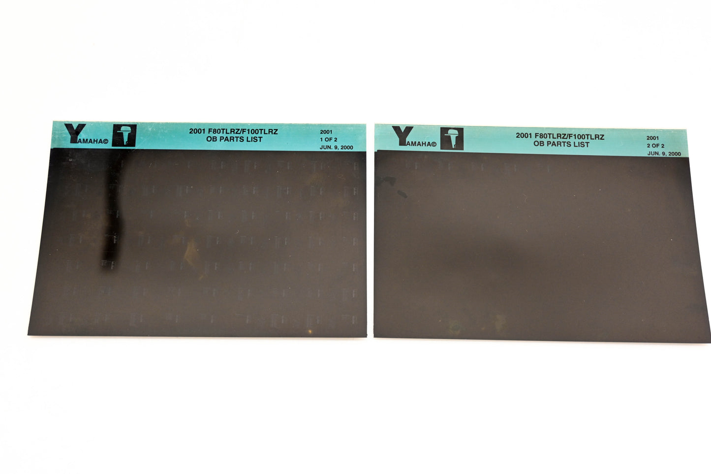 OEM Yamaha YR009-59 2001 F80TLRZ/F100TLRZ Outboard Parts List Microfiche Lot