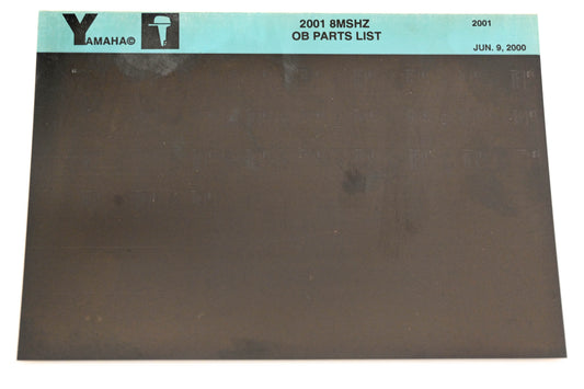 OEM Yamaha YR009-63 2001 8MSHZ Outboard Parts List Microfiche