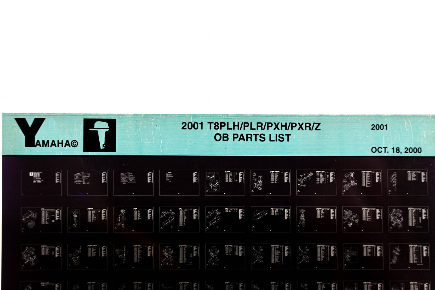 OEM Yamaha YR010-15 2001 T8PLH/PLR/PXH/PXR/Z Outboard Parts List Microfiche