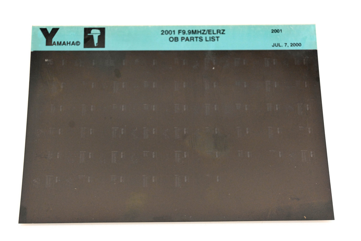 OEM Yamaha YR010-16 2001 F9.9MHZ/ELRZ Outboard Parts List Microfiche