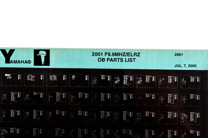 OEM Yamaha YR010-16 2001 F9.9MHZ/ELRZ Outboard Parts List Microfiche