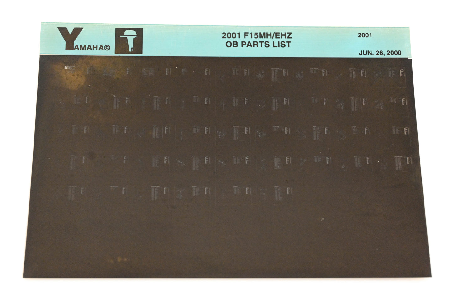 OEM Yamaha YR010-19 2001 F15MH/EHZ Outboard Parts List Microfiche
