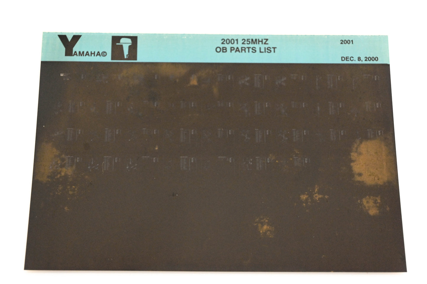 OEM Yamaha YR010-22 2001 25MHZ Outboard Parts List Microfiche