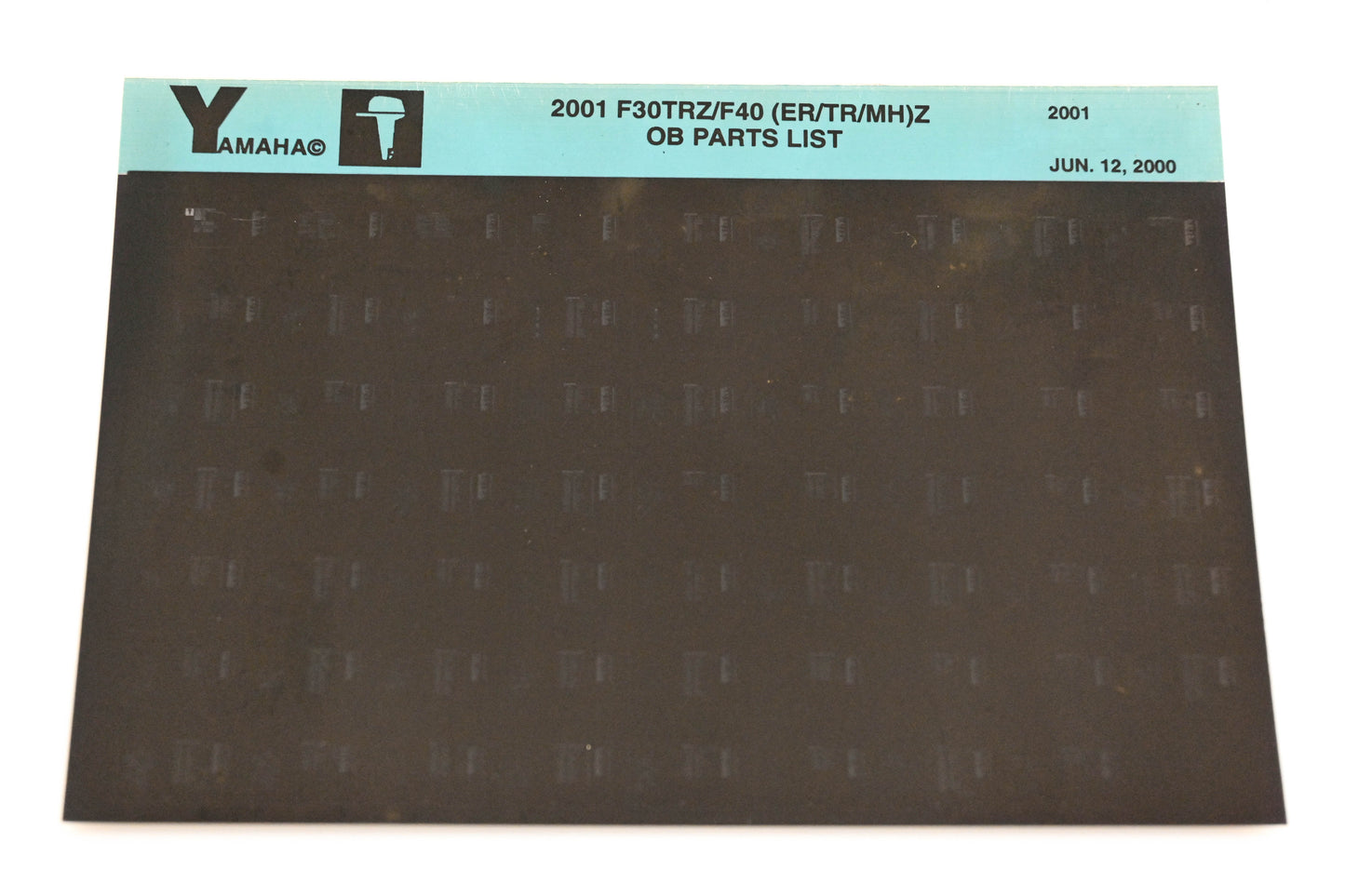 OEM Yamaha YR010-25 2001 F30TRZ/F40 (ER/TR/MH)Z Parts List Microfiche