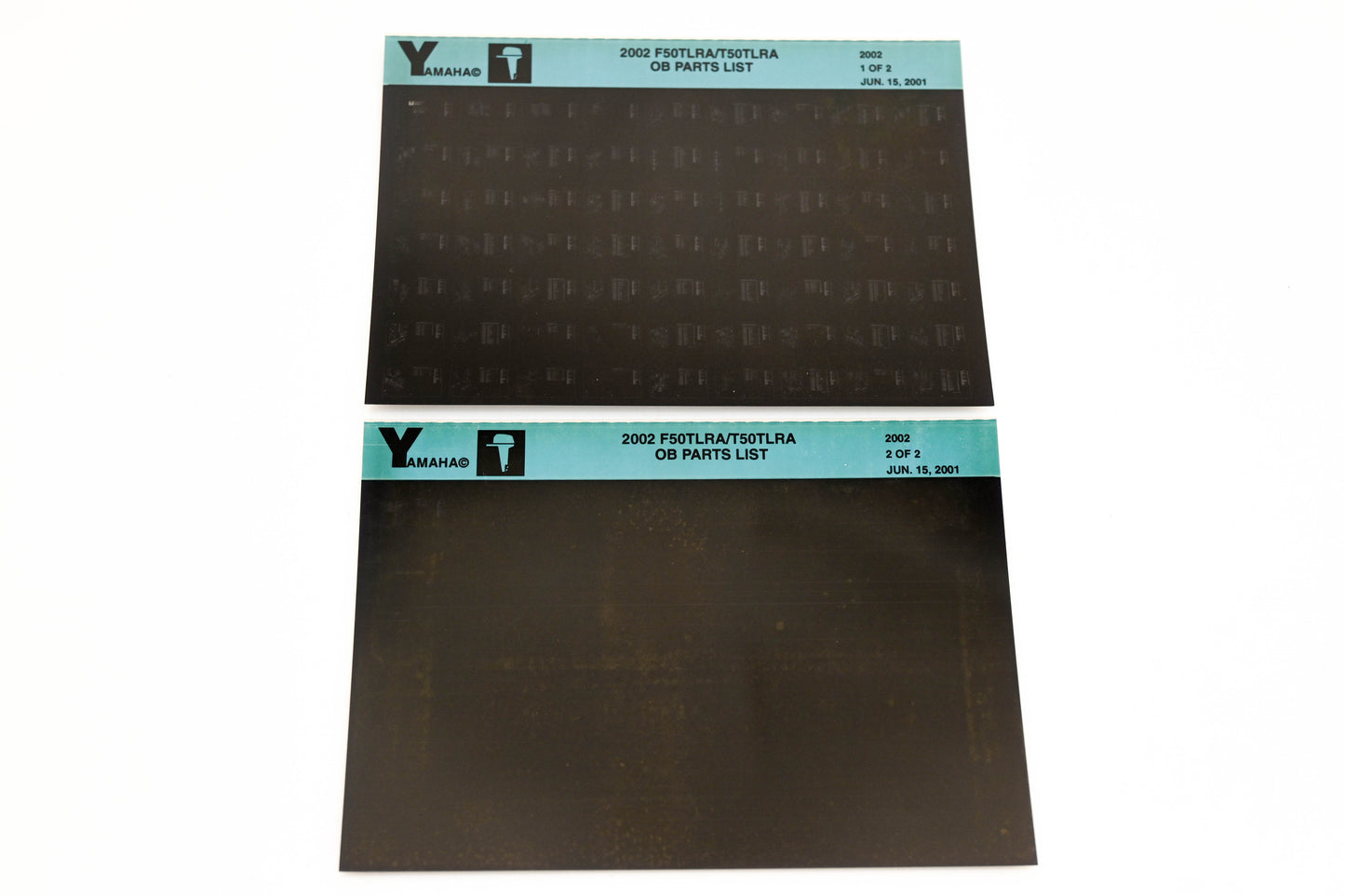 OEM Yamaha YR010-37 2002 F50TLRA/T50TLRA Outboard Parts List Microfiche Lot