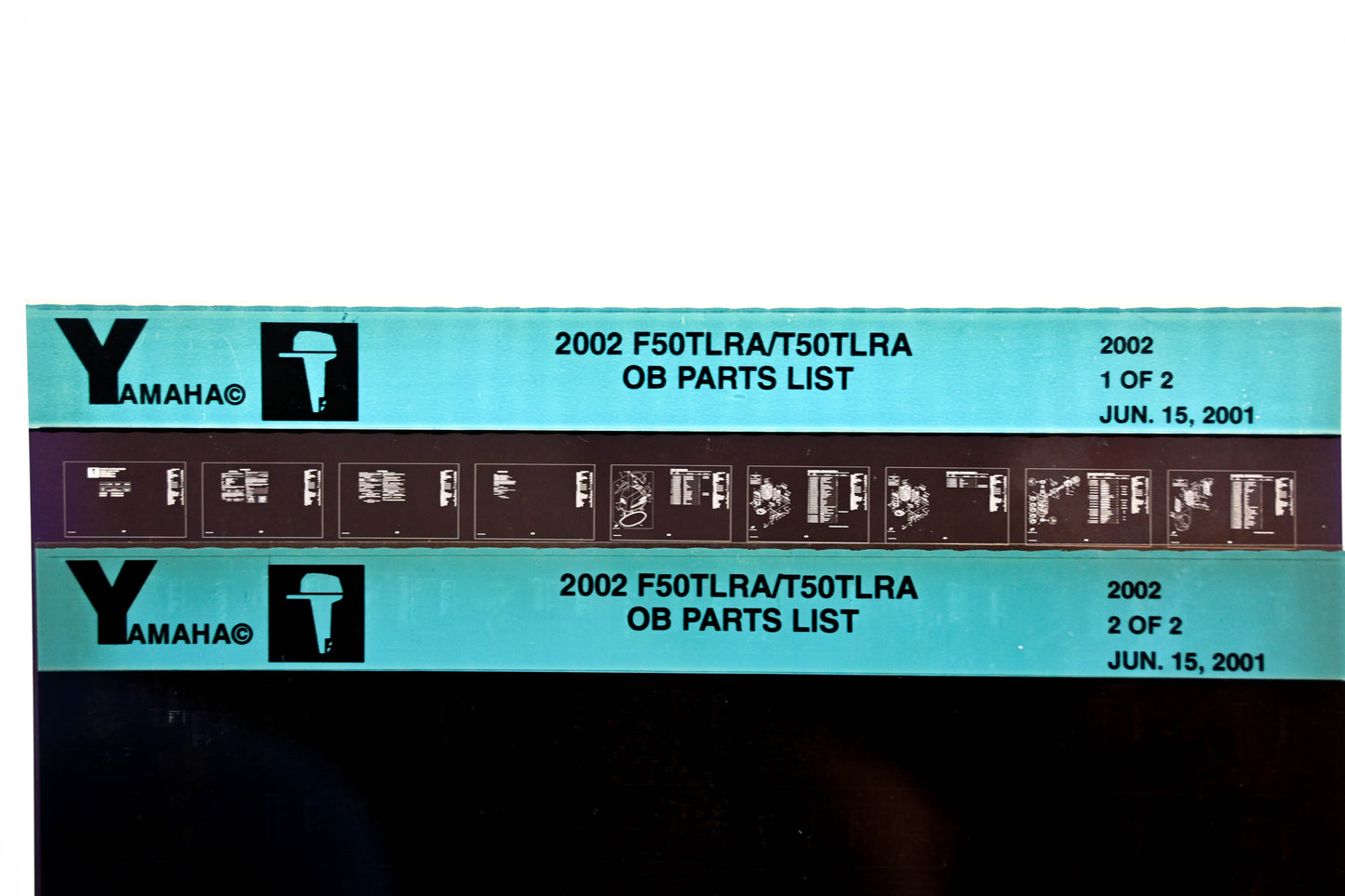OEM Yamaha YR010-37 2002 F50TLRA/T50TLRA Outboard Parts List Microfiche Lot