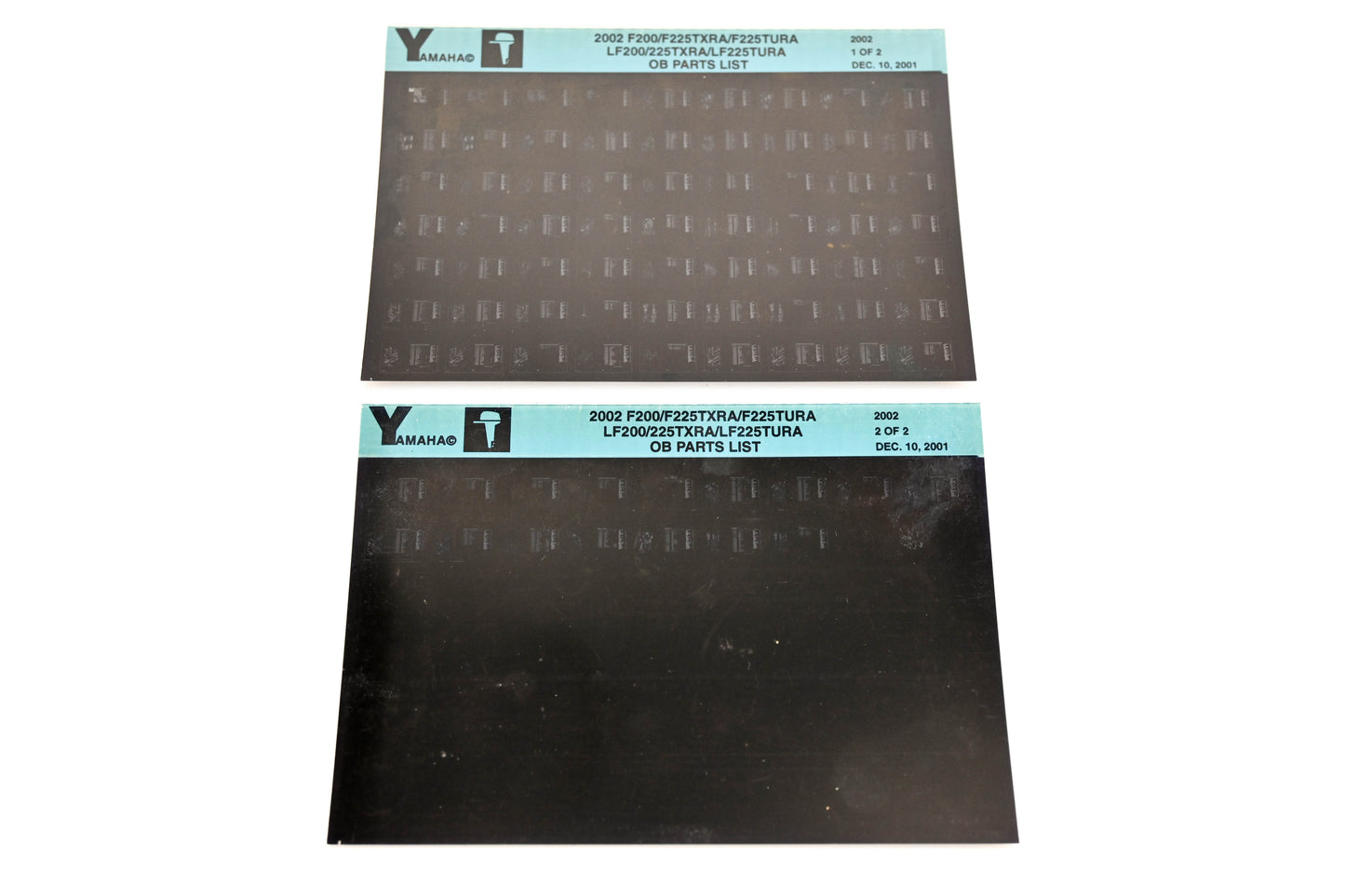 OEM Yamaha YR010-40 2002 F200/F225TXRA/F225TURA-LF200/225TXRA/LF225TURA Parts Microfiche Lot