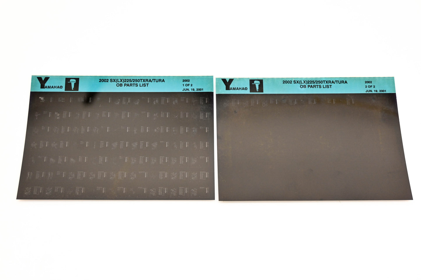 OEM Yamaha YR010-41 2002 SX(LX)225/250TXRA/TURA Outboard Parts List Microfiche Lot