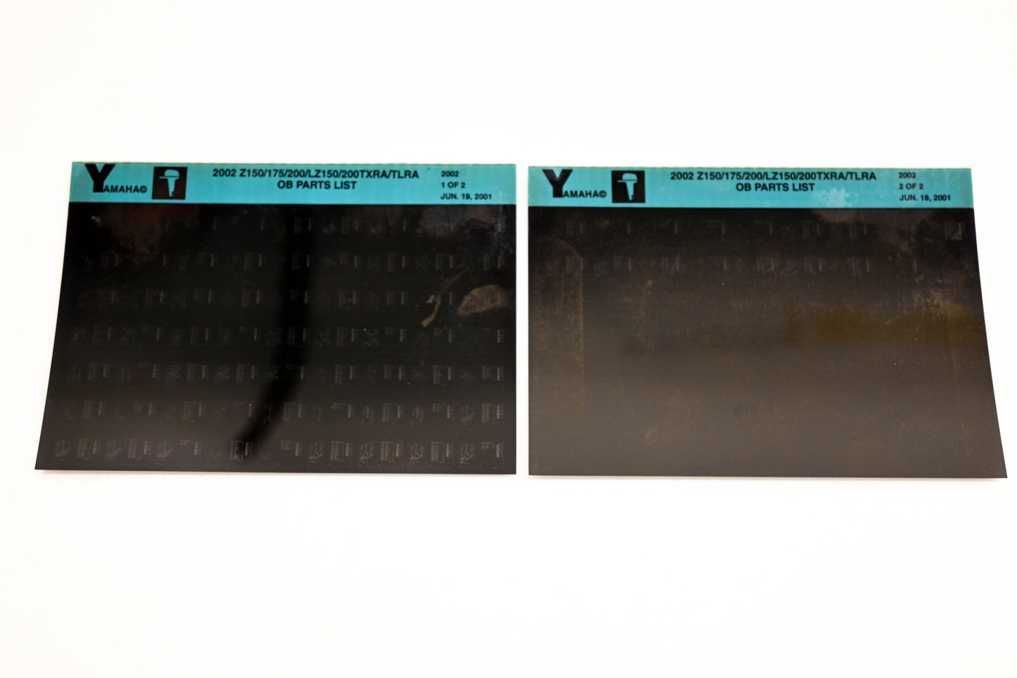 OEM Yamaha YR010-43 2002 Z150/175/200/LZ150/200TXRA/TLRA Parts List Microfiche Lot