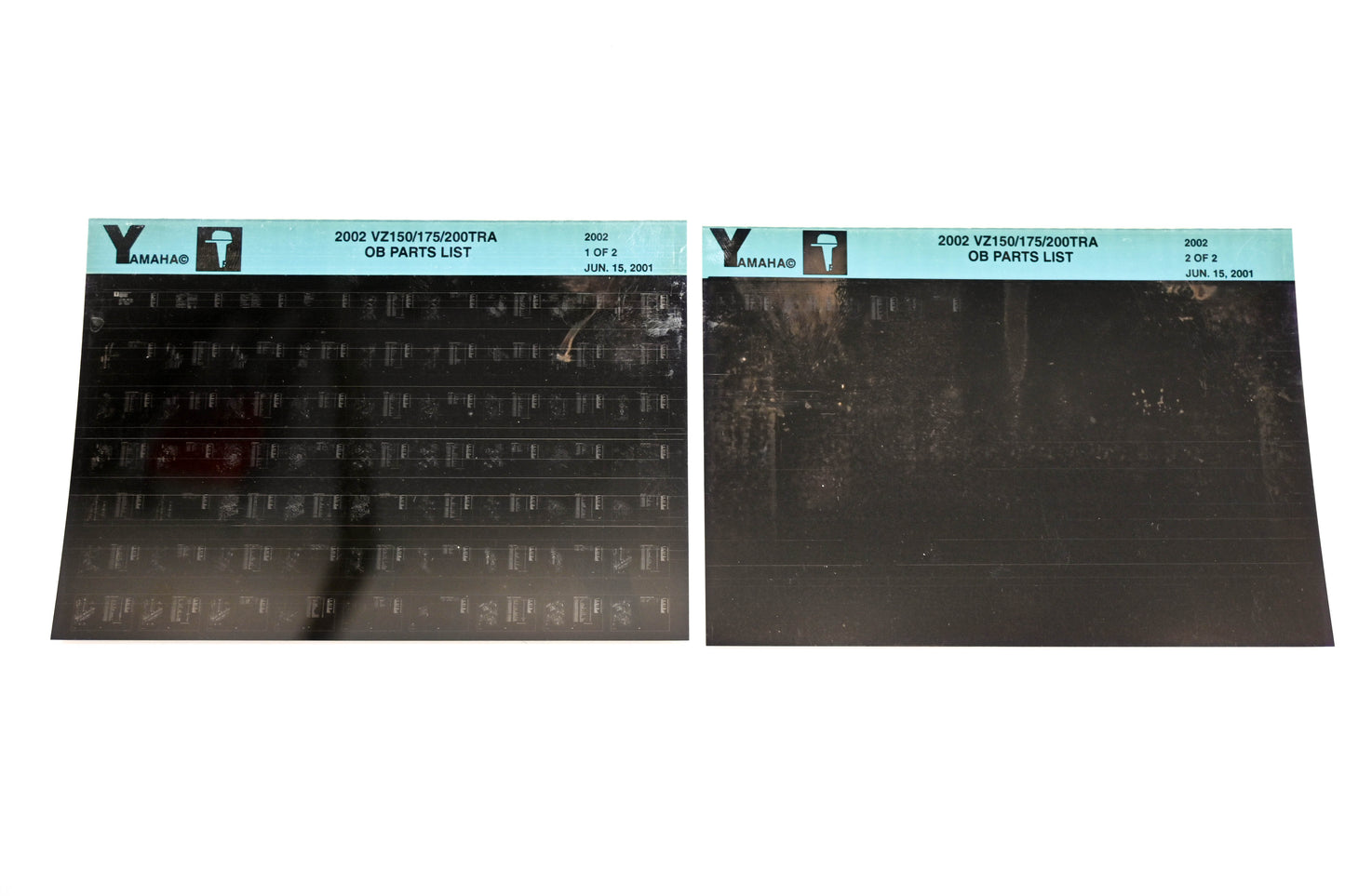 OEM Yamaha YR010-44 2002 VZ150/175/200TRA Outboard Parts List Microfiche Lot