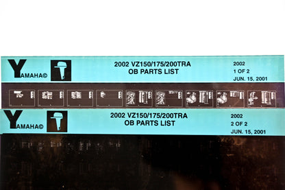 OEM Yamaha YR010-44 2002 VZ150/175/200TRA Outboard Parts List Microfiche Lot